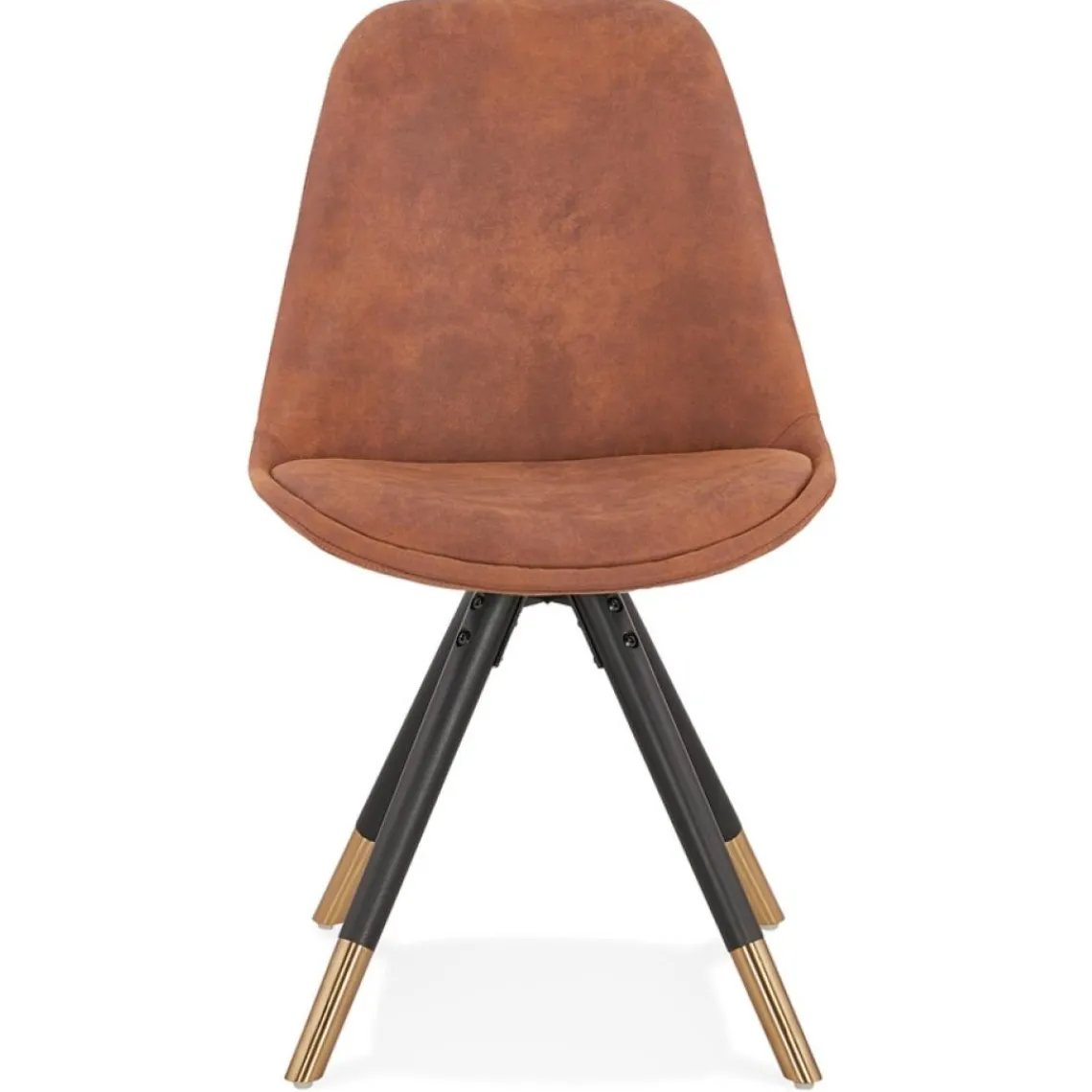 ALTEREGO Chaise design 'MAGGY' en microfibre brune et pieds en bois noir Outlet