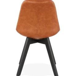 ALTEREGO Chaise design 'NIAGARA' brune avec pieds en bois noir Clearance