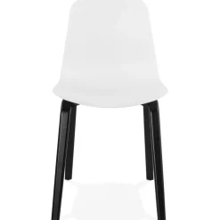 ALTEREGO Chaise design 'PACIFIK' blanche avec pieds en bois noir Online