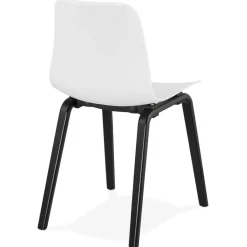 ALTEREGO Chaise design 'PACIFIK' blanche avec pieds en bois noir Online