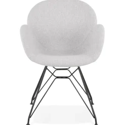 ALTEREGO Chaise design 'PLANET' en tissu gris clair avec pieds en métal noir Discount