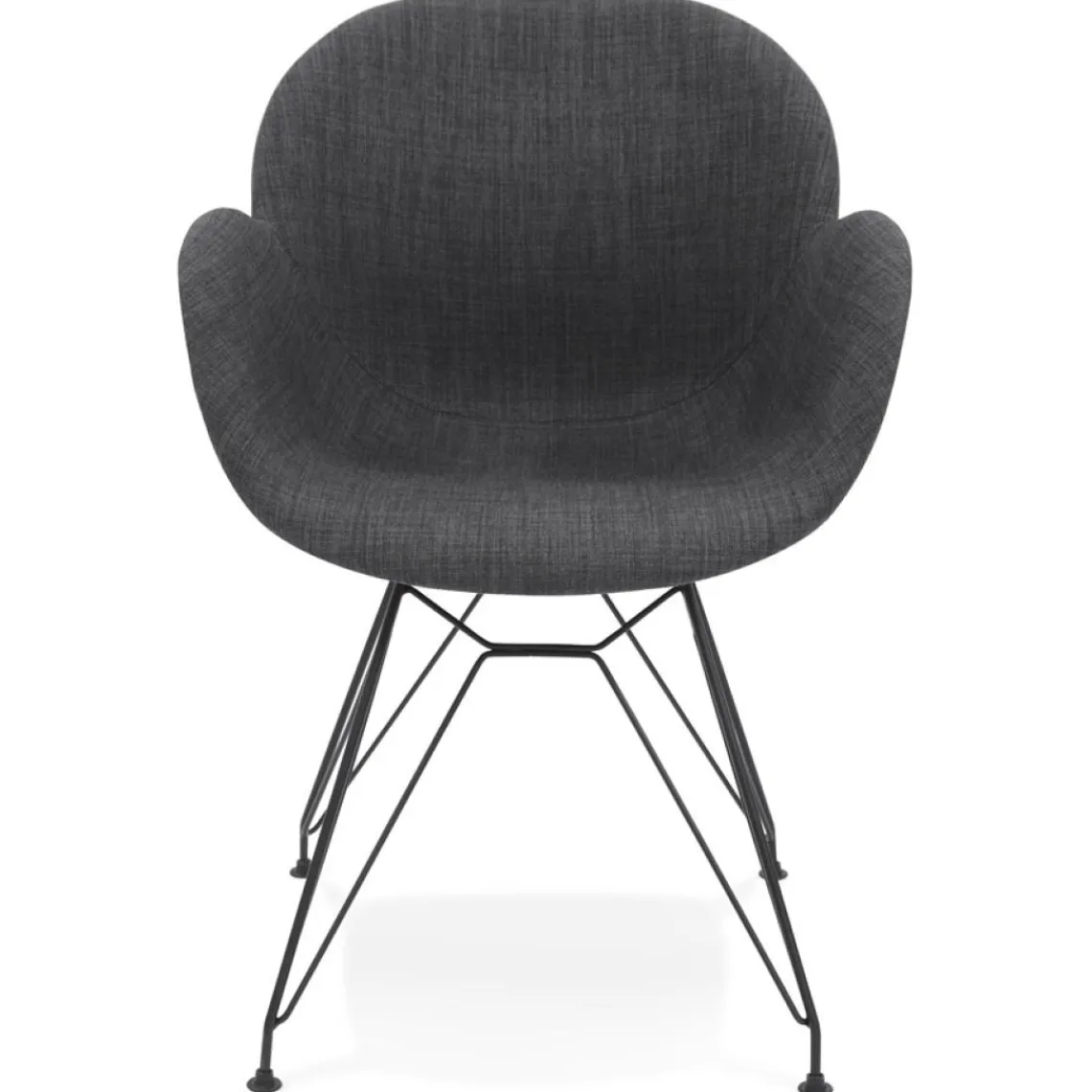 ALTEREGO Chaise design 'PLANET' en tissu gris foncé avec pieds en métal noir Outlet