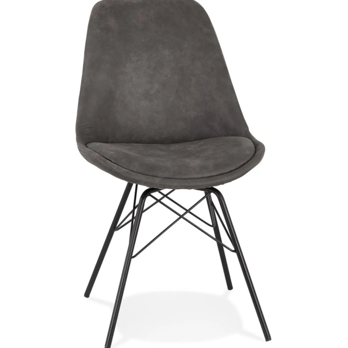 ALTEREGO Chaise design 'ROYAL' en microfibre grise et pieds en métal noir New
