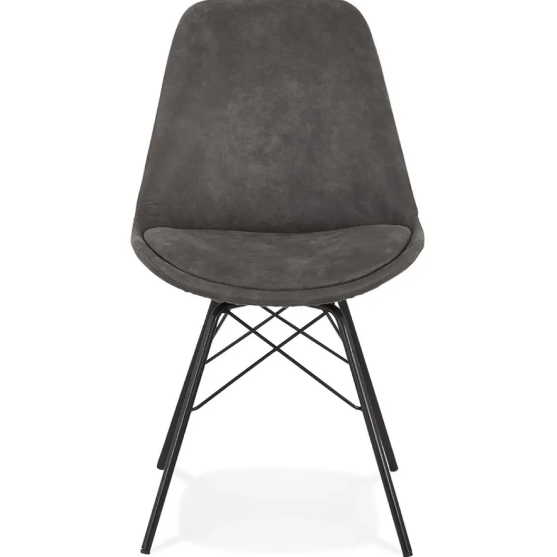 ALTEREGO Chaise design 'ROYAL' en microfibre grise et pieds en métal noir New