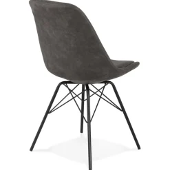 ALTEREGO Chaise design 'ROYAL' en microfibre grise et pieds en métal noir New