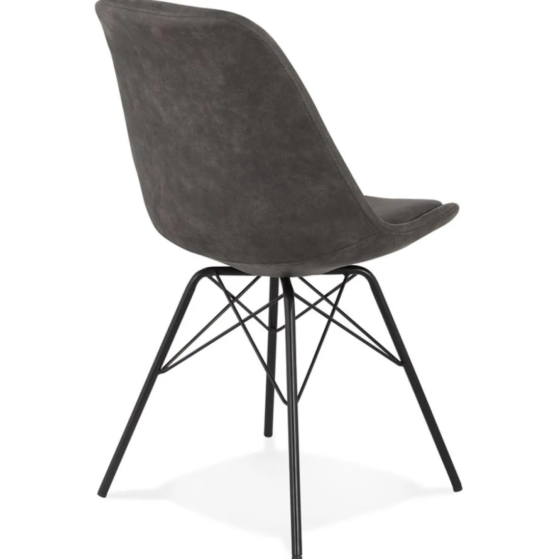 ALTEREGO Chaise design 'ROYAL' en microfibre grise et pieds en métal noir New