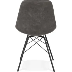 ALTEREGO Chaise design 'ROYAL' en microfibre grise et pieds en métal noir New