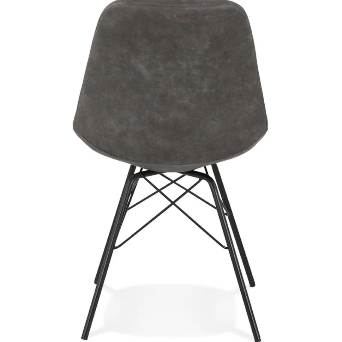 ALTEREGO Chaise design 'ROYAL' en microfibre grise et pieds en métal noir New