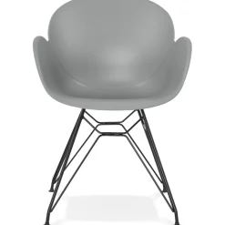 ALTEREGO Chaise design 'SATELIT' grise style industriel avec pieds en métal noir Clearance