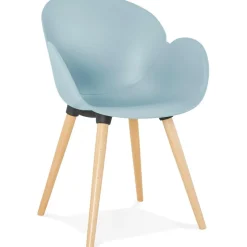 ALTEREGO Chaise design scandinave 'PICATA' bleue avec pieds en bois Discount