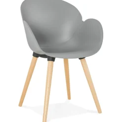 ALTEREGO Chaise design scandinave 'PICATA' grise avec pieds en bois Clearance