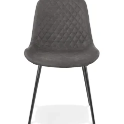 ALTEREGO Chaise design 'TAICHI' en microfibre gris foncé et pieds en métal noir Best