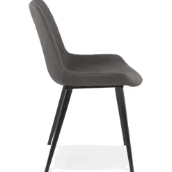 ALTEREGO Chaise design 'TAICHI' en microfibre gris foncé et pieds en métal noir Best
