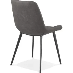 ALTEREGO Chaise design 'TAICHI' en microfibre gris foncé et pieds en métal noir Best