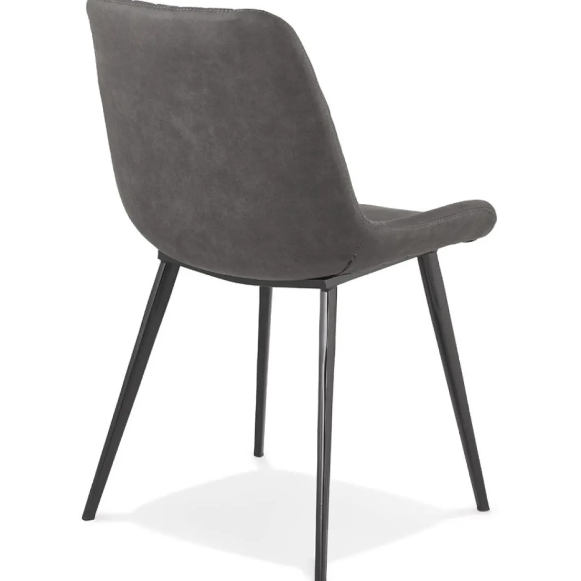 ALTEREGO Chaise design 'TAICHI' en microfibre gris foncé et pieds en métal noir Best