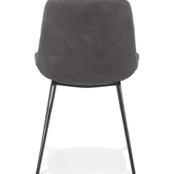 ALTEREGO Chaise design 'TAICHI' en microfibre gris foncé et pieds en métal noir Best