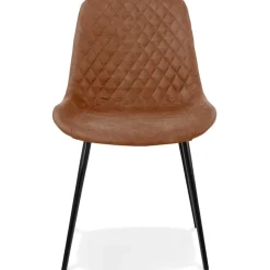 ALTEREGO Chaise design 'TAICHI' en microfibre brune et pieds en métal noir New