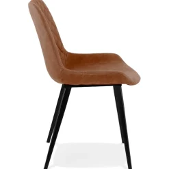 ALTEREGO Chaise design 'TAICHI' en microfibre brune et pieds en métal noir New