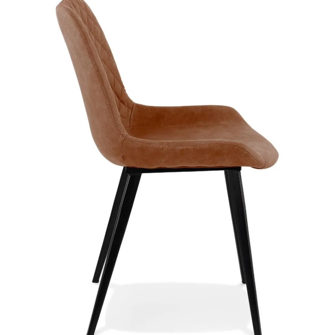 ALTEREGO Chaise design 'TAICHI' en microfibre brune et pieds en métal noir New