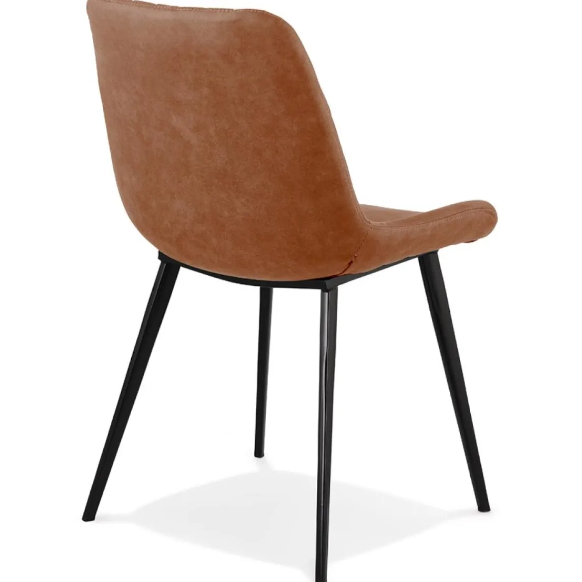 ALTEREGO Chaise design 'TAICHI' en microfibre brune et pieds en métal noir New