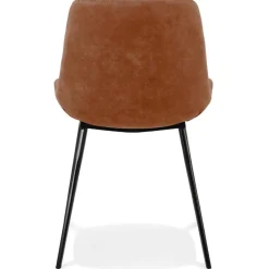 ALTEREGO Chaise design 'TAICHI' en microfibre brune et pieds en métal noir New