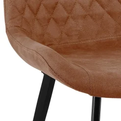 ALTEREGO Chaise design 'TAICHI' en microfibre brune et pieds en métal noir New