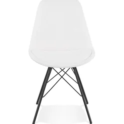 ALTEREGO Chaise design 'VIOLETTE' en tissu bouloché blanc style industriel Outlet