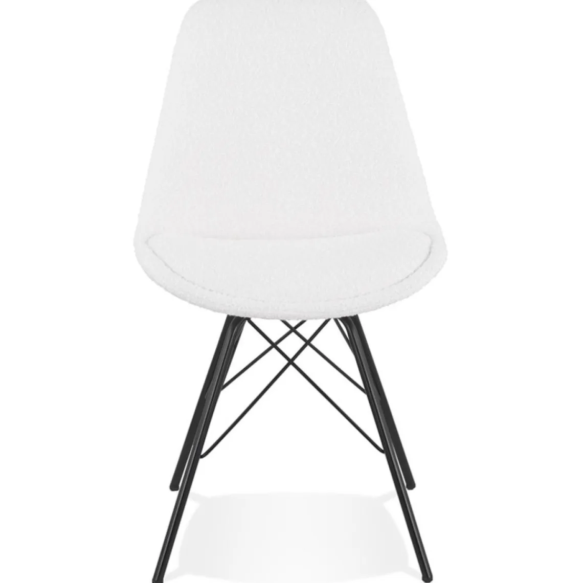 ALTEREGO Chaise design 'VIOLETTE' en tissu bouloché blanc style industriel Outlet