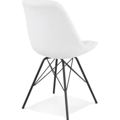 ALTEREGO Chaise design 'VIOLETTE' en tissu bouloché blanc style industriel Outlet