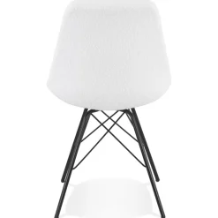 ALTEREGO Chaise design 'VIOLETTE' en tissu bouloché blanc style industriel Outlet