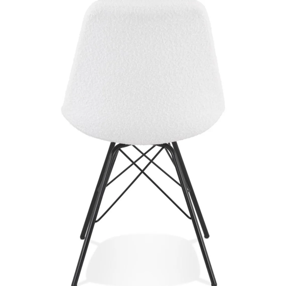 ALTEREGO Chaise design 'VIOLETTE' en tissu bouloché blanc style industriel Outlet