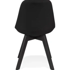 ALTEREGO Chaise design 'WILLY' en tissu et bois noir Sale