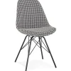 ALTEREGO Chaise design 'ZAZY' en tissu pied de poule et pieds en métal noir Clearance