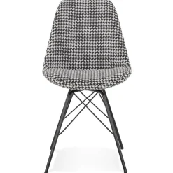 ALTEREGO Chaise design 'ZAZY' en tissu pied de poule et pieds en métal noir Clearance