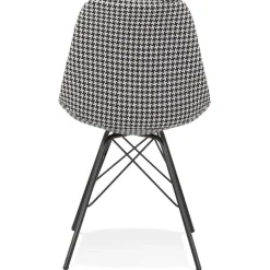 ALTEREGO Chaise design 'ZAZY' en tissu pied de poule et pieds en métal noir Clearance