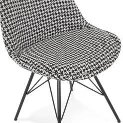 ALTEREGO Chaise design 'ZAZY' en tissu pied de poule et pieds en métal noir Clearance