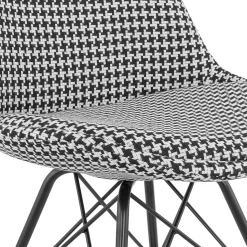 ALTEREGO Chaise design 'ZAZY' en tissu pied de poule et pieds en métal noir Clearance