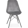 ALTEREGO Chaise design 'ZAZY' en velours gris et pieds en métal noir Discount