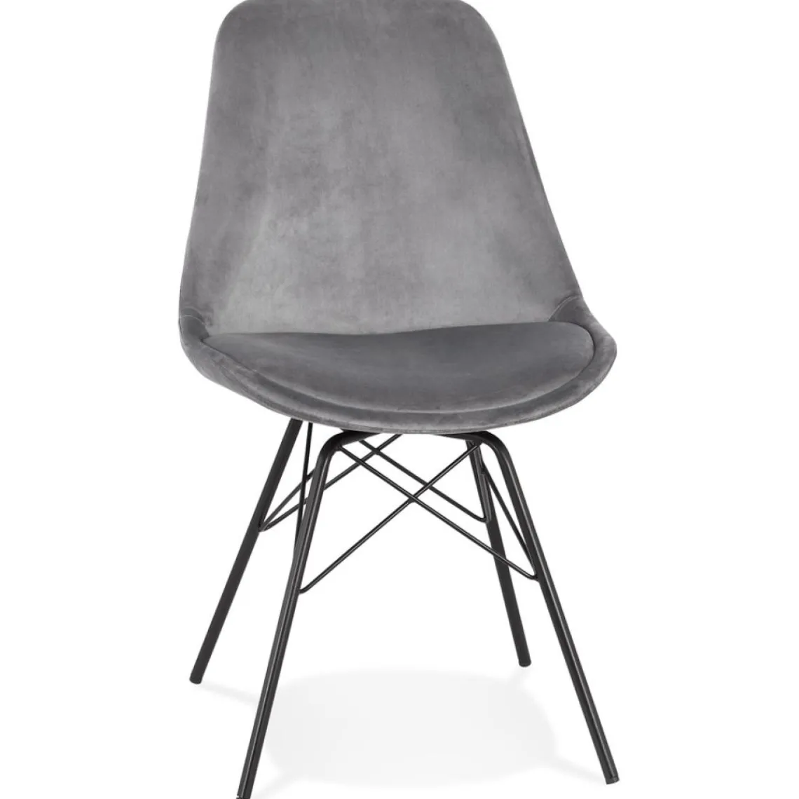 ALTEREGO Chaise design 'ZAZY' en velours gris et pieds en métal noir Discount