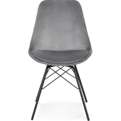 ALTEREGO Chaise design 'ZAZY' en velours gris et pieds en métal noir Discount