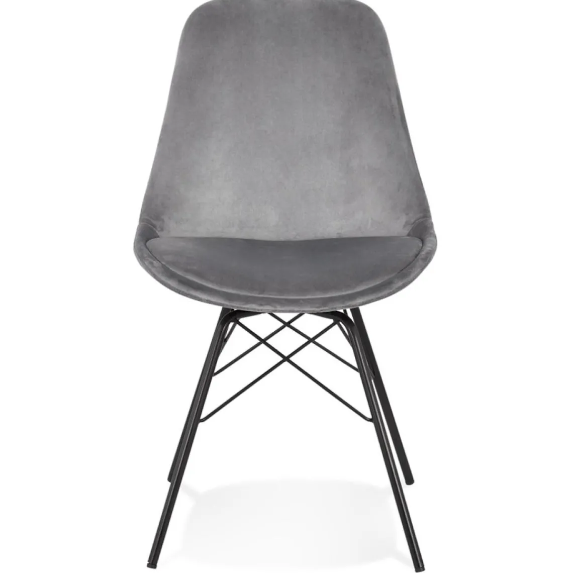 ALTEREGO Chaise design 'ZAZY' en velours gris et pieds en métal noir Discount