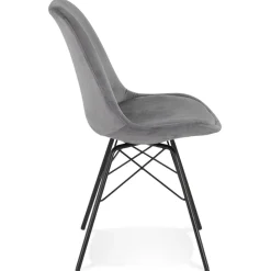 ALTEREGO Chaise design 'ZAZY' en velours gris et pieds en métal noir Discount