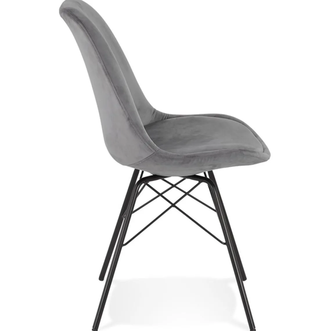 ALTEREGO Chaise design 'ZAZY' en velours gris et pieds en métal noir Discount
