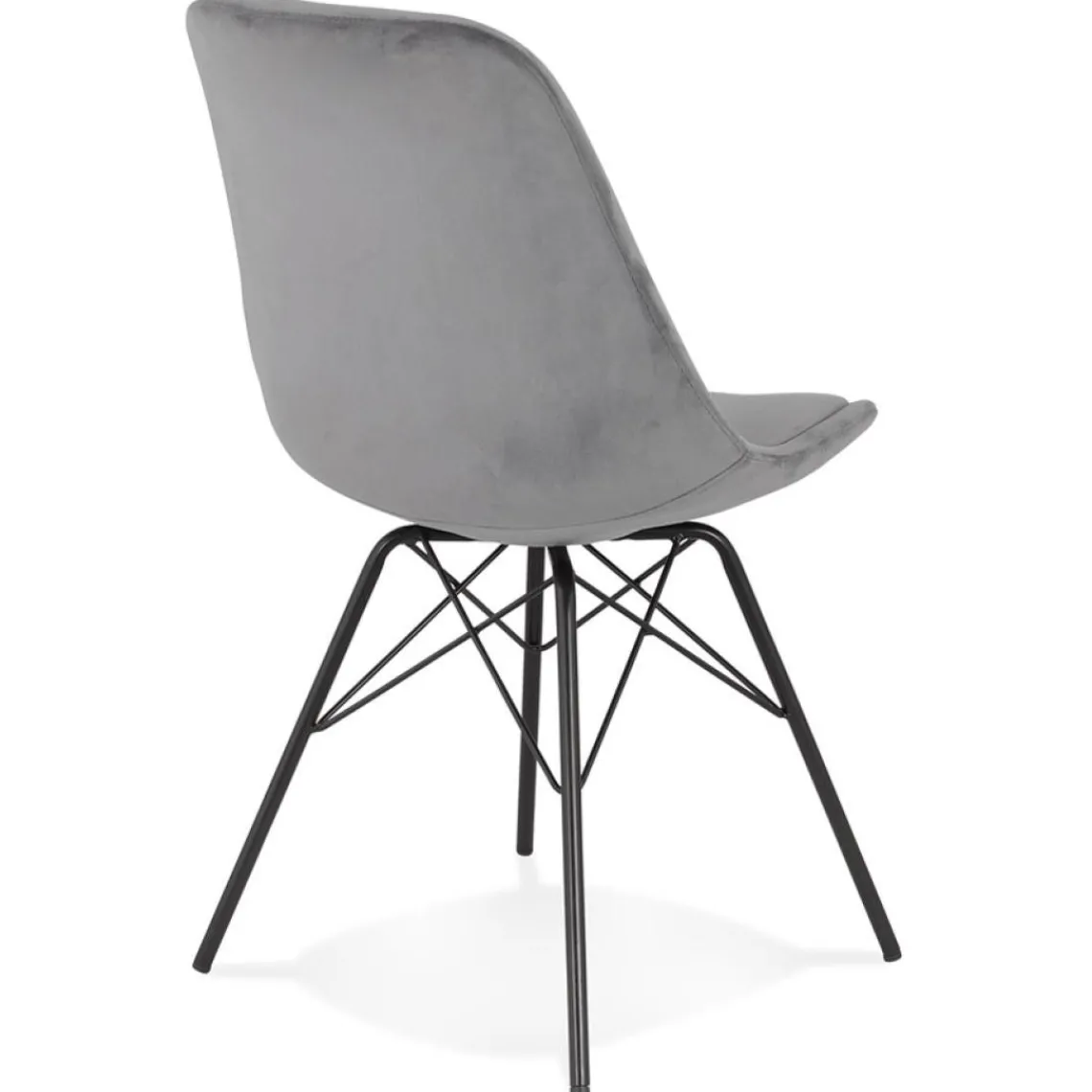 ALTEREGO Chaise design 'ZAZY' en velours gris et pieds en métal noir Discount