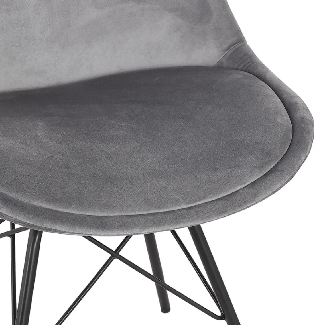 ALTEREGO Chaise design 'ZAZY' en velours gris et pieds en métal noir Discount