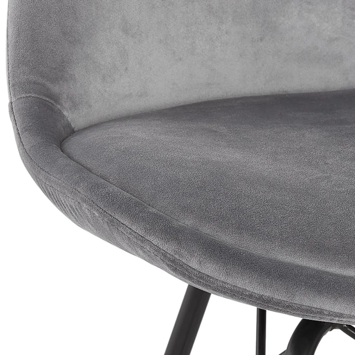 ALTEREGO Chaise design 'ZAZY' en velours gris et pieds en métal noir Discount