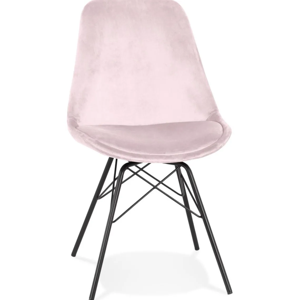 ALTEREGO Chaise design 'ZAZY' en velours rose et pieds en métal noir Best