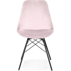 ALTEREGO Chaise design 'ZAZY' en velours rose et pieds en métal noir Best