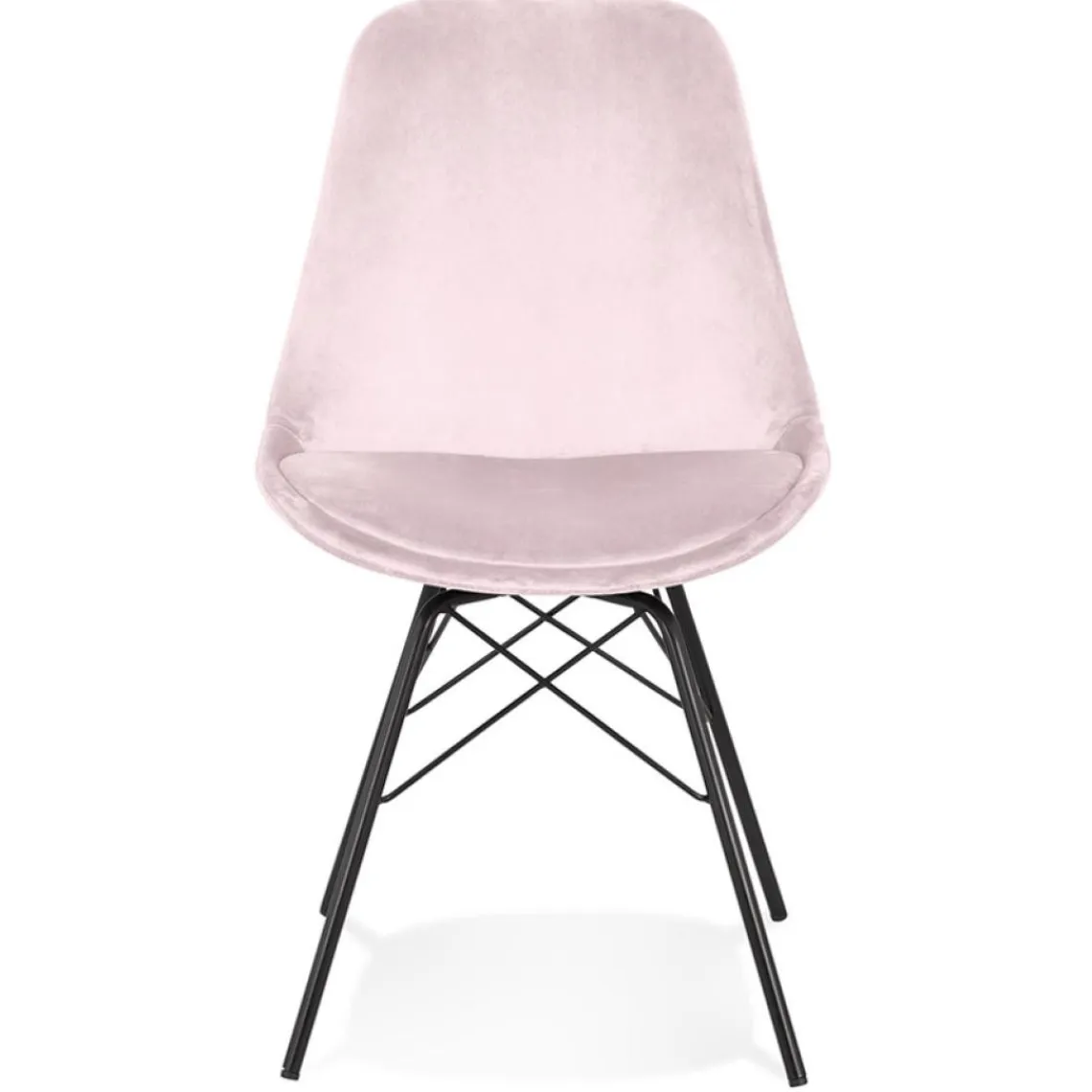 ALTEREGO Chaise design 'ZAZY' en velours rose et pieds en métal noir Best