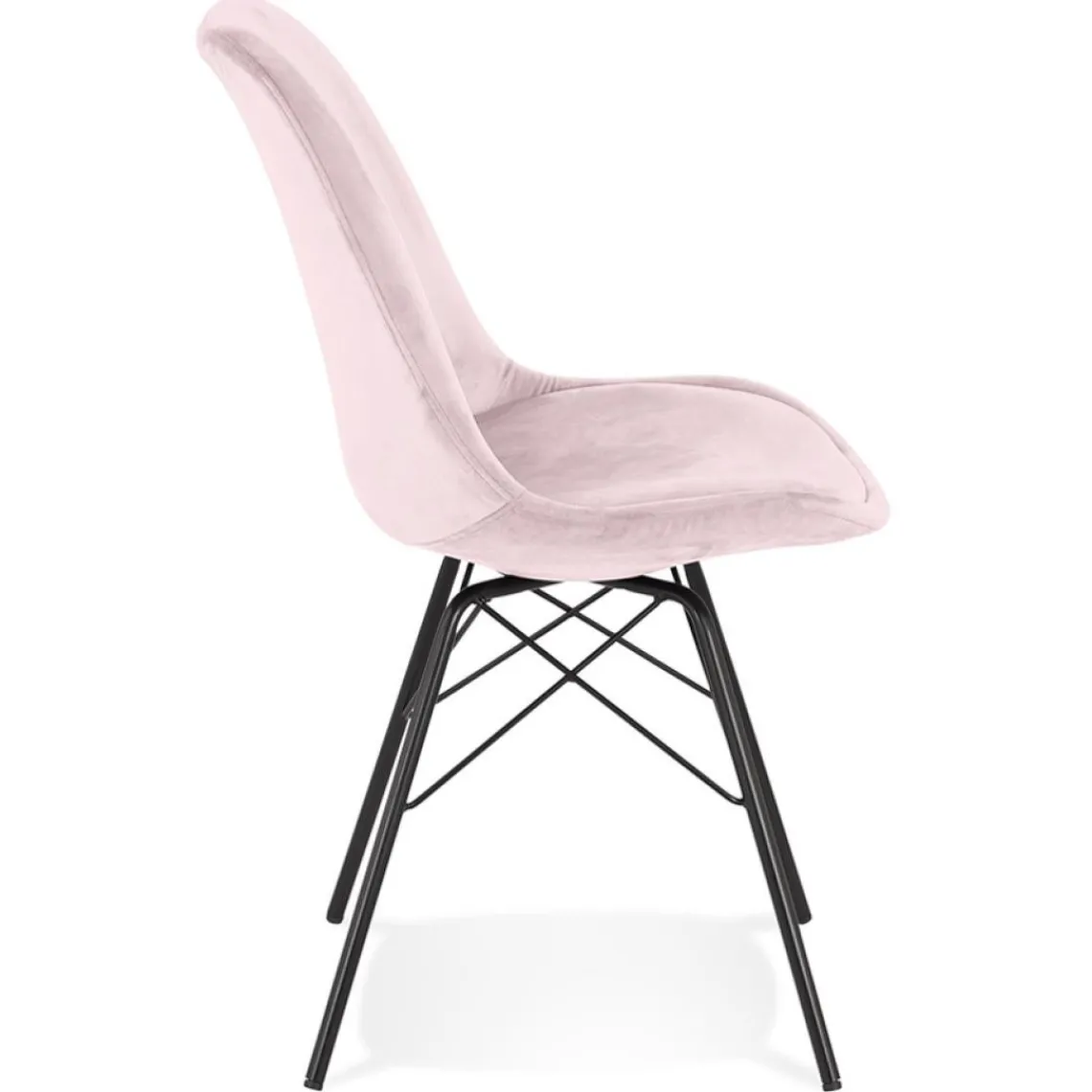 ALTEREGO Chaise design 'ZAZY' en velours rose et pieds en métal noir Best
